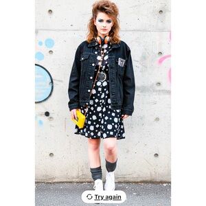 Calvin Klein Vintage‎ 90s Black Denim Trucker Jacket Women’s Small